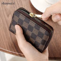 Male Female Leather Card Holder Small Zipper Wallet.