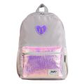 Holographic Fashion LoveHeart Backpack Glitter Waterproof Daypack College School Bag Travel Gift For Girls Wonmen 16''-Grey.