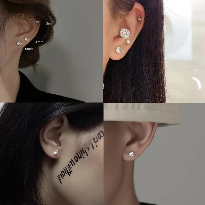 %E3%80%90LuckyBabyFans%20Store%E3%80%91Luxusteel%201pairs/2PCs%20stainless%20steel%20crystal%20studs%20earrings%20for%20Women%20Men%20prong%20Tragus%20round%20clear%20cubic%20ear%20-%20Image%203