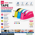 Deli E808 Tape Dispenser Non Slip Padded Base Assorted Colors Office Stationery Cutter.