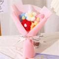 Colorful Crochet Bouquet Elegant Lightweight Hand Knitted Artificial Flower Mini Size Flower Arrangement for Valentine Wedding. 