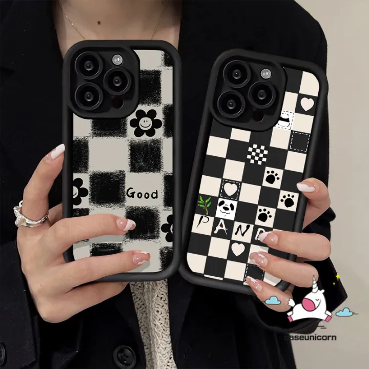 Checkerboard%20Smiley%20Face%20Flower%20Art%20Doodle%20Case%20Compatible%20For%20IPhone%2011%207Plus%2015%2012%2013%2014%20Pro%20Max%20XR%208Plus%20X%20XS%20Max%2015%206%208%207%206S%20Plus%20SE%202020%20Couples%20Angel%20Eye%20Soft%20Cover%20-%20Image%205