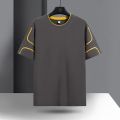 New Summer Short-Sleeved Men's Ice Silk Bottom Cold Round Neck Cover Breathable Quick Drying Casual T-Shirt Fashion Wear. 