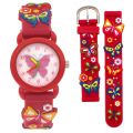 Hot 3D cartoon butterfly quartz wristwatches colorful digital children girls watch small watch kids party gift.