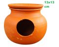 Pot mud House with Lid for Egg Laying and Breeding for Budgies Love Birds with Flat Standing Bottom (15cm, Red Brown) - Indoor, 1 Piece.