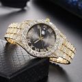 Diamond Bling Watch Men Gold Color Men’s Quartz Watches Luxury Male Clock. 