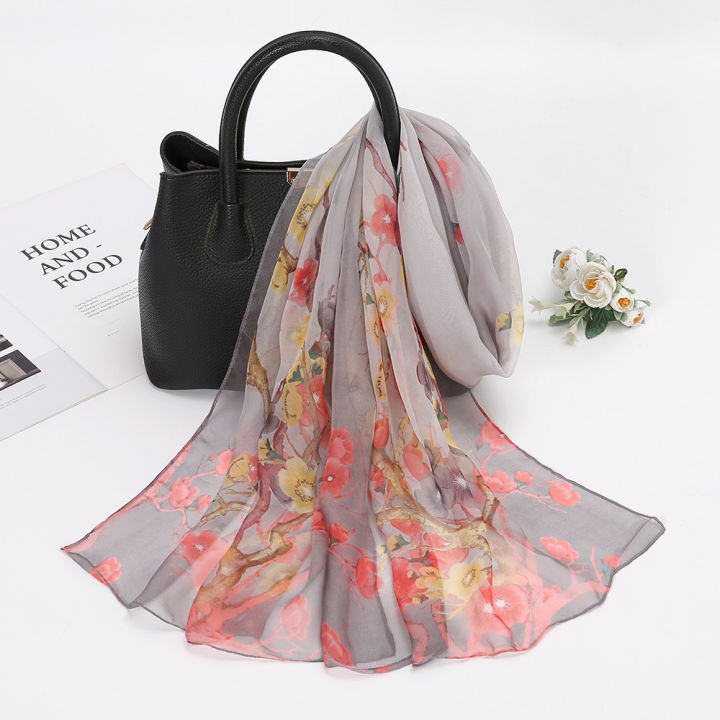 Spring%20and%20Summer%20Georgette%20Plum%20Blossom%20High%20Quality%20Hangzhou%20Silk%20Scarf%20New%20Xqiao%20Qi%20Sun%20Protection%20Neck%20Protection%20Decorative%20Scarf%20for%20Women%20-%20Image%204