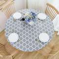 Round Tablecloth with Elastic Edge Waterproof Oil Proof Table Cloth.