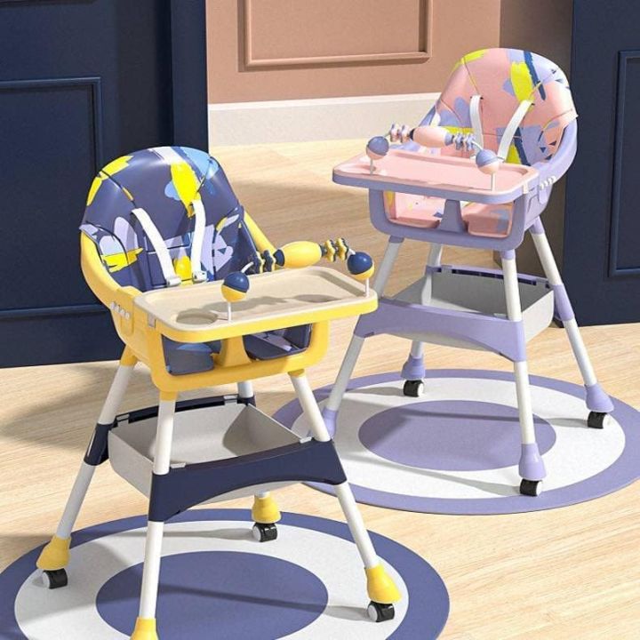 Baby High Chair | Newborn Feeding Chair | Adjustable Removable Double Snack Tray