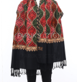 Kashmir Poshmina Shawl Hand Knitted Soft Warm Throw in Natural Colors 22 X 70 Inches.