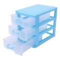 PDTYMWNG 2X Mini Translucent Drawer Type Plastic Storage Box（Blue 3 Layers）. 