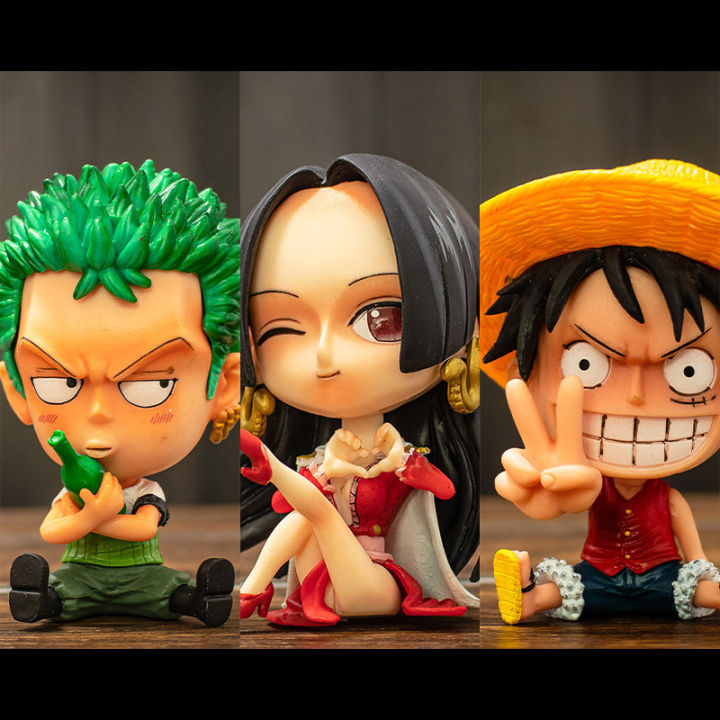 9CM Q Luffy Zoro Nami Anime One Piece Peripheral Sanji Robin Boa Hancock Ace Action Figure Toys Collection PVC Model Doll Gifts Ruiqir Super Store
