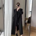 Black Suit Trench Coat Women2022Autumn New High-Grade Temperament Wild Slimming Mid-Length Coat Coat.
