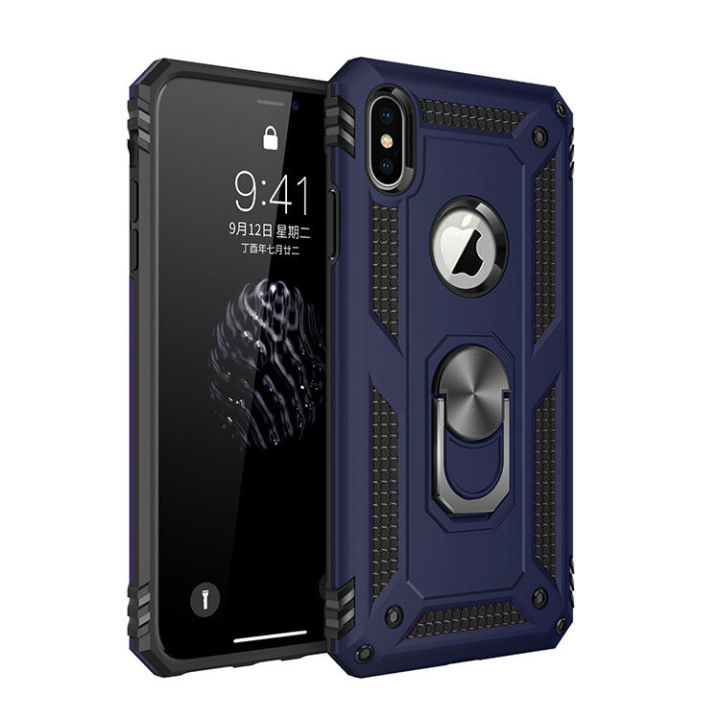 Lereach%20For%20iPhone%20X%20/%20Xs%20Mobile%20Phone%20Case%20TUP+PC%20Hard%20Ring%20Car%20Ring%20Bracket%20Shockproof%20Back%20Cover%20-%20Image%203