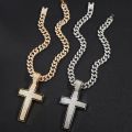 Punk Luxury Rhinestone Big Cross Pendant Cuban Necklace For Women Hip Hop Iced Out Cuban Link Chain Necklace Rapper Men Jewelry.