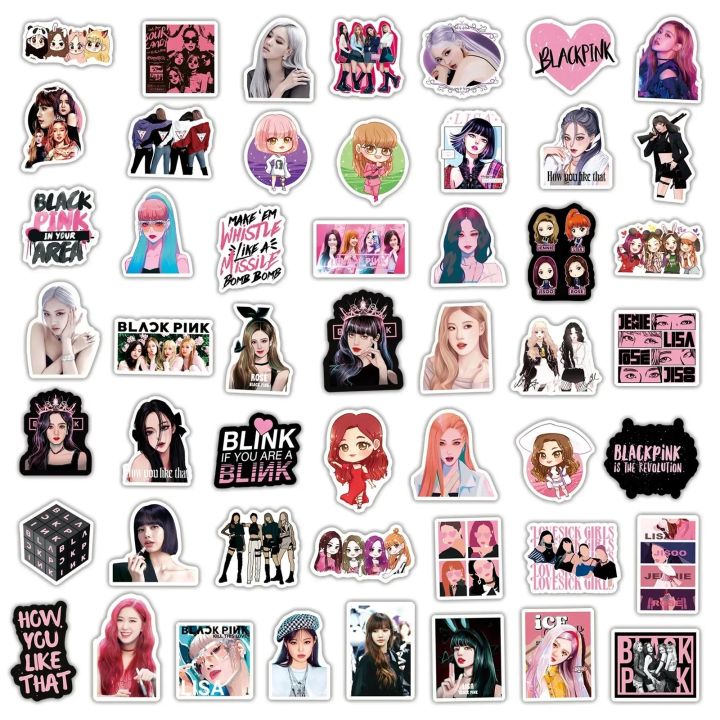 10/30/50pcs%20Korea%20Kpop%20Black%20Pink%20Stickers%20Pack%20DIY%20Laptop%20Phone%20Scrapbook%20Car%20Luggage%20Suitcase%20Waterproof%20Sticker%20Decals%20Toys%20-%20Image%205