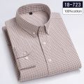 Luxury hight-qulity100% Cotton Full plain shirt slim fit formal shirts for men soft plaid tops sligle pocket Office clothes.