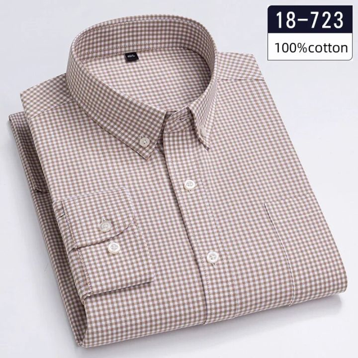 Luxury%20hight-qulity100%25%20Cotton%20Full%20plain%20shirt%20slim%20fit%20formal%20shirts%20for%20men%20soft%20plaid%20tops%20sligle%20pocket%20Office%20clothes%20-%20Image%206