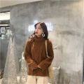 Autumn and Winter Korean Style Loose High Collar Cable-Knit Pullover Sweater Women's Thicken Lazy Style Knitwear Sweater Coat. 