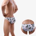 Fashion Summer Men Print Briefs Swim Trunks Swimming Pants Low Waist Swimsuit Hot Spring Tight Elastic Triangle Briefs. 