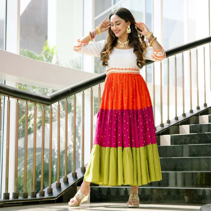 Off%20White%20Multicoloured%20Tiered%20Dress%20with%20Polka%20Prints%20&%20Gota%20Details%20k-183%20-%20Image%203