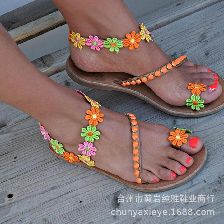 wish foreign trade summer 2020 women's flat toe flower large size