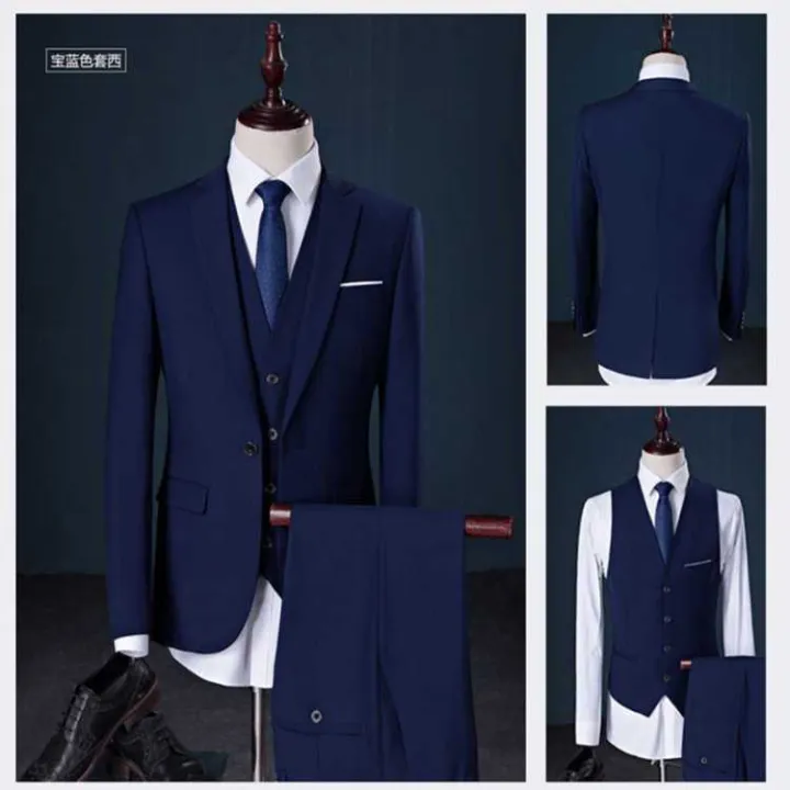 Suit%20Set%20Three-Piece%20Set%20Men's%20Korean-Style%20Slim%20Fit%20Professional%20Dress%20Business%20Casual%20Small%20Suit%20Best%20Man%20Wedding%20Dress%20-%20Image%203