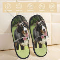 Winter Women Men Non-Slip Flat Slippers Cute Bernese Mountain Dog On Grass Indoor Fur Soft Warm Shoes. 