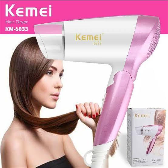 Kemey KM-6833 Cool and Hot 2 in 1 Electric Foldable Hair Dryer for Women - Hair Dryer - Hair Dryer