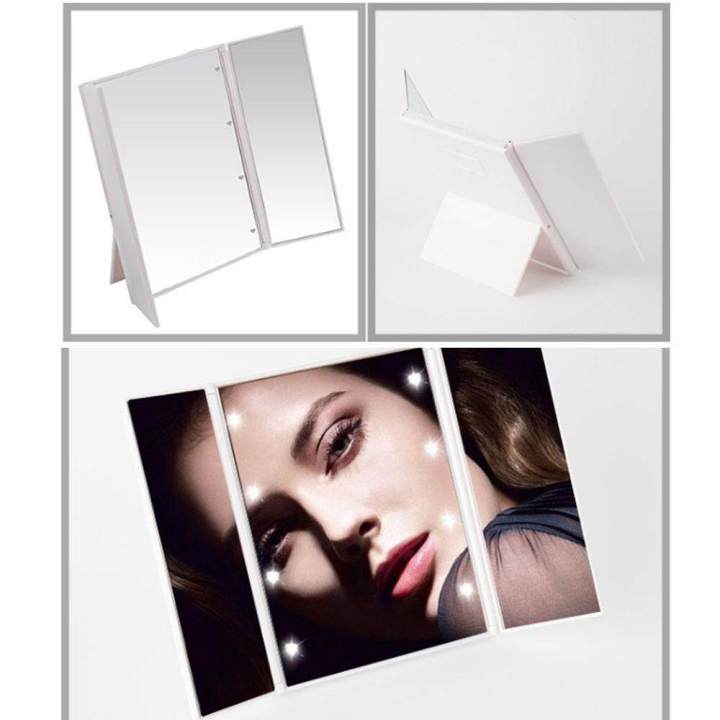 Tri%20Fold%20Makeup%20MirrorAolvo%20Vanity%20Illuminated%20Cosmetic%20Foldable%20Travel%20Compact%20Pocket%20Makeup%20Mirror%20With%208%20LED%20Lights%20Baterry%20Operated%20-%20Image%208
