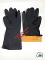 Rubber Safety Hand Gloves Black And Orange Latex use for Resist Oil, Acids, Chemical, Gardening, Kitchen Works. pack of 1 pair..