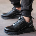 AMAWEI Rotary Buckle Work Protective Shoes Leather Safety Shoes Puncture-Proof Anti-smash Steel Toe Shoes Work Boots Men Women BunnyGarden. 