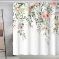 Digital shower curtain cross-border plant flower waterproof polyester bathroom four-piece set of dry and wet separation moisture-proof and mildew-proof isolation curtain.