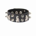 2022 Skull Star Heart Punk Gothic Rock Three Row Metal Stud Spikes Rivet Pu Leather Wristband Bangle Wide Cuff Bracelet Sarcasmsm. 