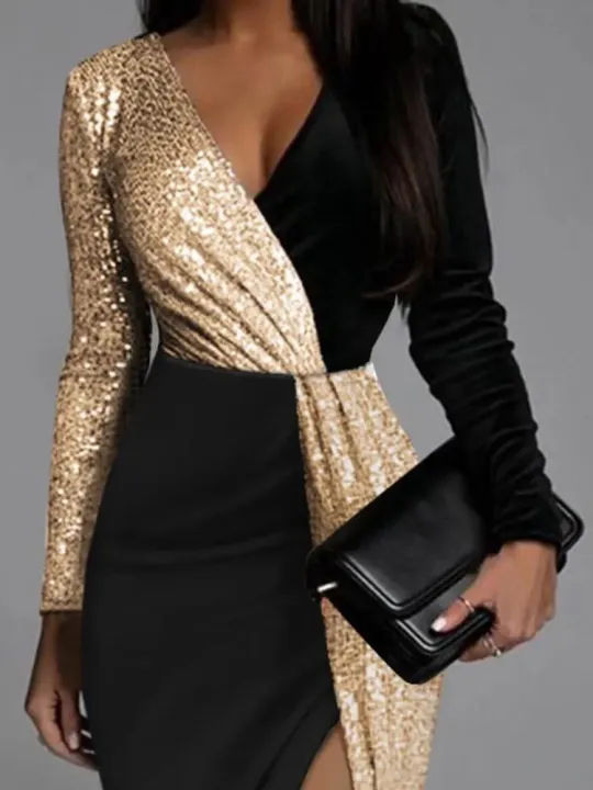 Elegant%20Black%20Luxury%20Gold%20Sequins%20Cocktail%20Party%20Evening%20Chic%20Dresses%20Women%20Long%20Sleeve%20Deep%20V-neck%20Bodycon%20Dress%20Clothes%20-%20Image%204