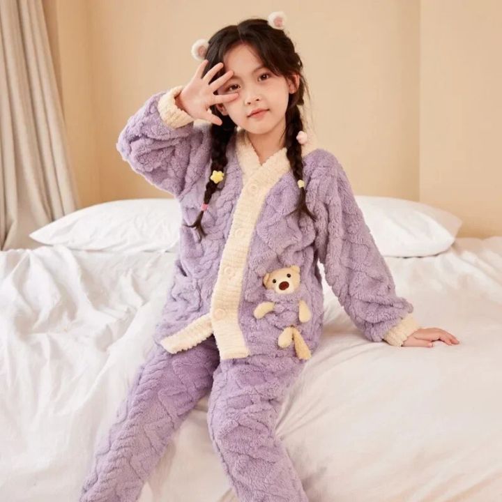 New%20Autumn%20Winter%20Kids%20Thicken%20Warm%20Flannel%20Pajamas%20Baby%20Boys%20Girls%20Cartoon%20Bear%20V-neck%20Casual%20Sleepwear%20Clothing%20Sets%20Pyjamas%20-%20Image%207