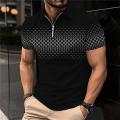 HoneyYami New Summer T Shirts for Men 2023 Short Sleeve Turn-down Collar Letter Printing Button Striped Polo Tees Fashion Pullover Tops.