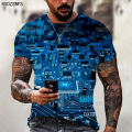 2021 summer new fashion trend electronic chip pattern MEN'S 3D printed T-shirt Street personality wild loose oversize xxs-5xl. 