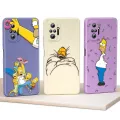 Cartoon Funny The Simpsons Case For Xiaomi Redmi Note 12 12S 12R 11 11T 11S 10 10S 9 8 8T Pro Plus 5G Liquid Rope Phone Cover. 