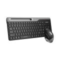 A4tech Fstyler FB2535C Multi-mode Wireless Keyboard & Mouse Combo - Bluetooth/2.4G - Ultra-Slim Keycap - Compact Size - Rechargeable Mouse - For Windows / Android / Mac / iOS - Smokey Grey. 