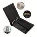 1pc Men's Shielded RFID Wallet, Top Layer Cowhide Credit Card Holder, With Auspicious Deer Head Metal Label Wallet, Large Capacity Bag.