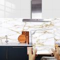 10pcs Gold amp;White Marble Tile Sticker Kitchen Backsplash Oil proof Bathroom Waterproof Wall Decals Peel amp; Stick Art Wallpaper. 