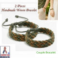 American Handmade Woven Adjustable Bracelet Cotton Rope Friendship Band Jewelry, Handicraft Item | Birthday Wedding Engagement Bridal Party Souvenir Awesome Gift for Men – Green Light Brown Color (1 Piece & 2 Pieces Combo Available).