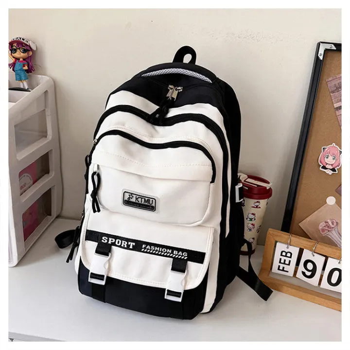 Academy%20Style%20School%20Bag%20Book%20Bag%20Lightweight%20College%20Student%20Backpack(Black)%20-%20Image%202