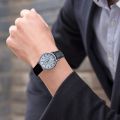 Sunnyheart Men Quartz Watch Stylish Men's Quartz Watch Clear Print Dial Adjustable Faux Leather Strap High Accuracy Business Gift Faux Leather Strap Men Watch. 