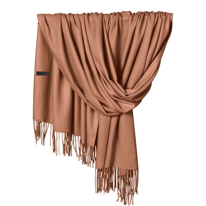 Women Pashmina Scarf Soft Solid Plain Shawl Wrap Fashion Warm Neck With Fringes Mens Carnival Headdress Neck Scarves for Men
