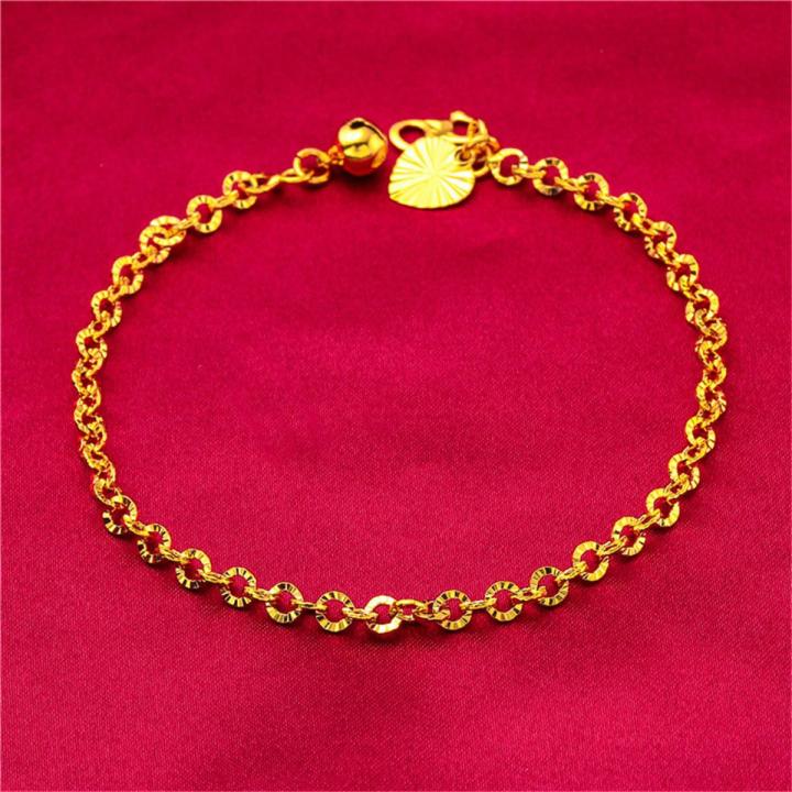 Gold Bracelets For Women 24k Real Gold Plated Link Chain Bracelet Girls Wristband Pulsera Mujer Dubai Jewelry Accessories Gifts