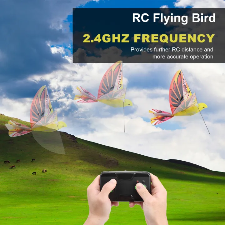 RC Flying Bird Toy Highly Simulation 2.4GHz Remote Control EBird Children Kid Toy (Orange)