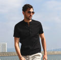 HUILISHI 5 COLOUR Chinese collar men's short-sleeved cotton shirt polo shirt. 