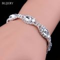 BLIJERY Luxury Crystal Bracelets For Women Silver Plated Rhinestone Charm Bracelets & Bangles Femme Bridal Wedding Jewelry Gifts.